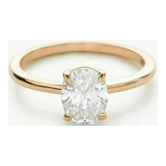 1.00 Ct VVS1 Diamond Engagement Wedding Rings 14K Rose Gold Oval Cut Size 5 7 8