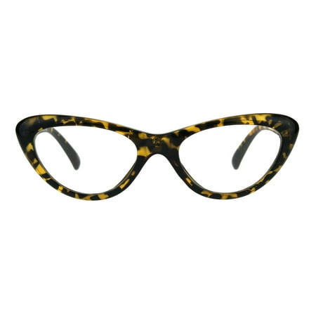 Womens Classic Vintage Goth Narrow Cat Eye Plastic Eyeglasses Black