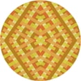 thumbnail image 1 of Ahgly Tapis Rond Lavable en Machine Intérieur Transitionnel Orange Néon, 5 Pieds Rond, 1 of 7