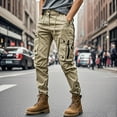 thumbnail image 2 of Qgtaibl Cargo Pants Men Drawstring Waist Joggers Pant Streetwear Tapered Pants with Multi-Pockets Khaki (Mens 4X), 2 of 3