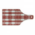 thumbnail image 1 of Checkered Cutting Board, Cutlery Silhouettes on Squares Dining Picnic Tile Spoons Forks Dinner, Tempered Glass Cutting and Serving Board, Wine Bottle Shape, Coral Dark Coral White, by Ambesonne, 1 of 1