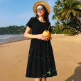thumbnail image 4 of Balery Black Marble Vestidos sueltos de manga corta para mujer, vestidos de verano 2025, vestidos casuales de corte A con vuelo., 4 of 6