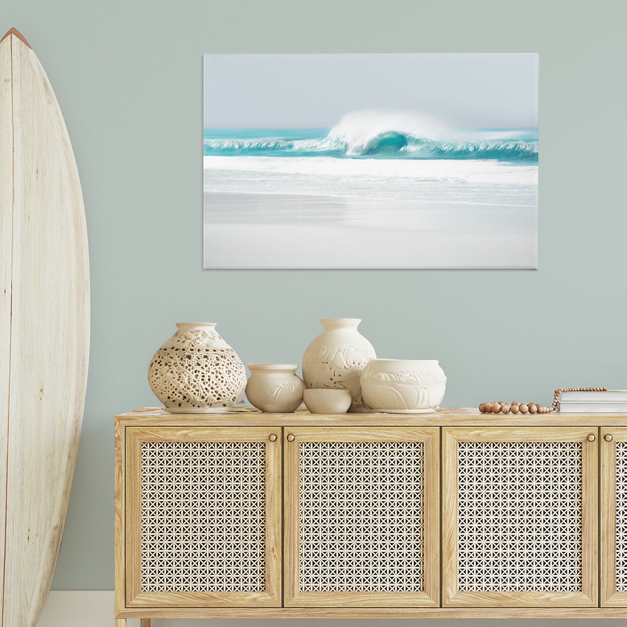 Stupell Industries Rolling Aqua Waves Landscape & Nature Photography Wrapped Canvas Art Print Wall Art, 45 x 30