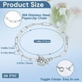 thumbnail image 2 of 1box 20pcs 304 Stainless Steel Textured Paperclip Chain Bracelets with Toggle Clasps Stainless Steel color 7-5/8 inch(19.5cm), 2 of 6