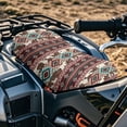 thumbnail image 4 of Renewold All-Weather ATV Seat Cover 25x10 Inch, Waterproof Heavy Duty 4 Wheeler Seat Cover ATV Accessories Decor for Yamaha Raptor 700, Polaris Sportsman 450/750, American Tribal Brown Cow Print Red, 4 of 7