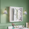 thumbnail image 3 of ANGELES HOME 34"x 30" Wall Mounted Bathroom Medicine Cabinet with Mirror, 6 Tier Wooden Mirror Cabinet Organizer Spacesaver with Shelves Single Soft-Close Door, White, 3 of 9
