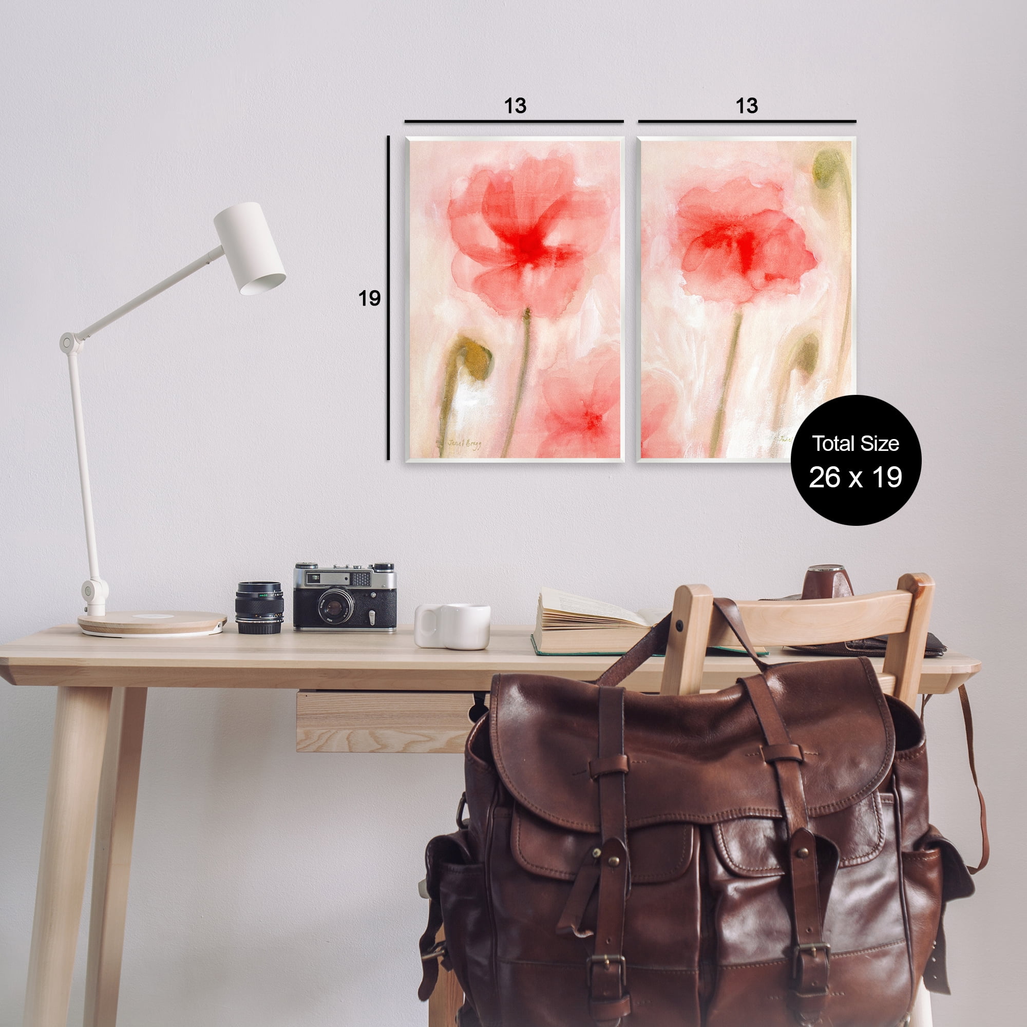 Stupell Industries Beautiful Coral Poppy Blossom Plants & Flowers Painting Unframed Art Print Wall Art, 13 x 19, Set of 2