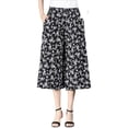 thumbnail image 5 of Pantalones cortos finos de verano Ropa para madres de mediana edad y mayores Pantalones anchos de cintura alta con cintura elástica Culottes coloridos, 5 of 5