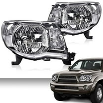 Headlight,Fit for 05-11 Toyota Tacoma, Left and Right Headlamp Assembly Lamps Accessories (Clear Lens Chrome Housing Clear Reflector)