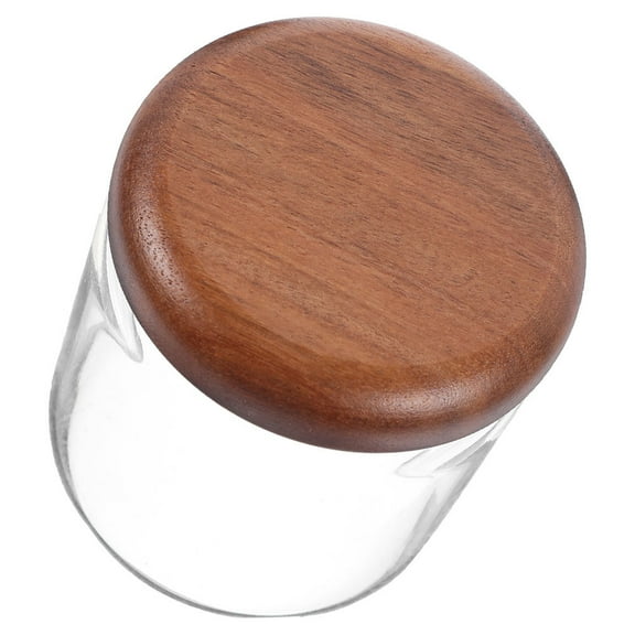 WHAMVOX Small Glass Jar with Airtight Wooden Lid, Food Storage Canister for Cereal, Snacks, Coffee, Kitchen Organization