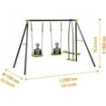 thumbnail image 2 of GUTALOR Triple Seat Metal Swing Set, Green, for Kids Ages 3+, 440lbs Capacity, 2 of 5