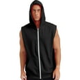 thumbnail image 5 of Raenseen Mens Fashion Sleeveless Athletic Hoodies Sport Sweatshirt Solid Color Pullover Gym Tank Top Black XXL, 5 of 8