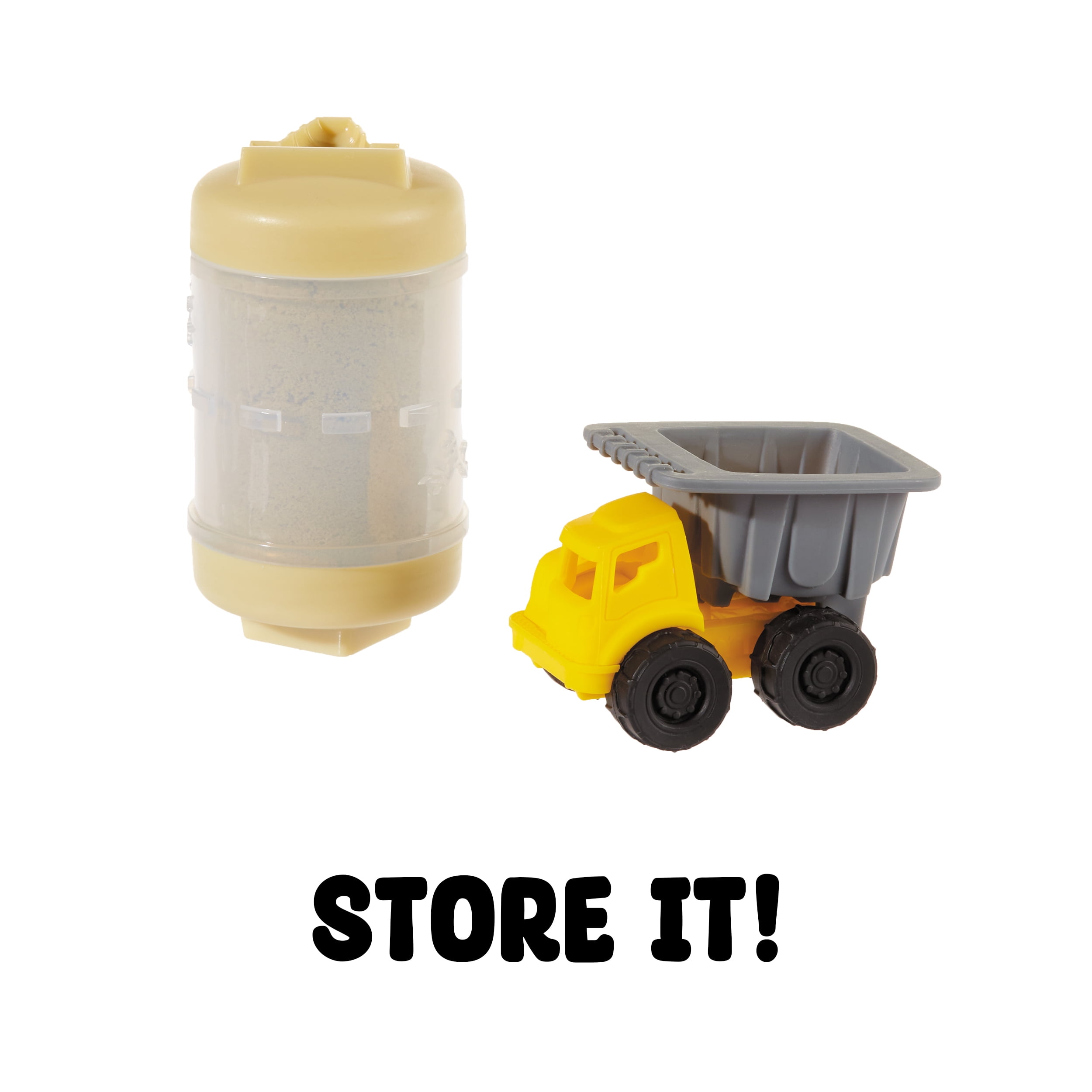 Wonder Factory Never Dry Sand Construction Trucks - Light Brown + Dump Truck - Never Dries Out and Gluten Free, 3+ - Styles May Vary