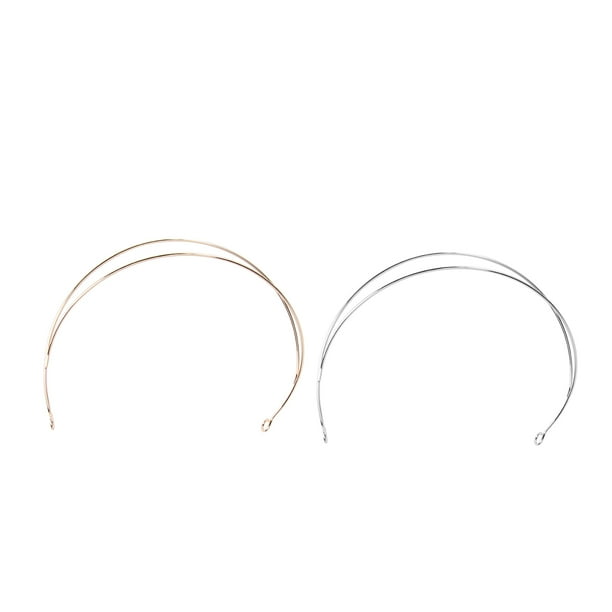 2 diademas de alambre de aleación para el cabello, sencillas y fáciles de hacer tú mismo, para mujer (doradas y plateadas)