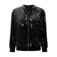 thumbnail image 4 of Lace Jackets for Women Hollow Out Full Zipper Long Sleeve Bomber Coats Ladies Trendy Solid Breathable Outerwear Jacket Fall, 4 of 7