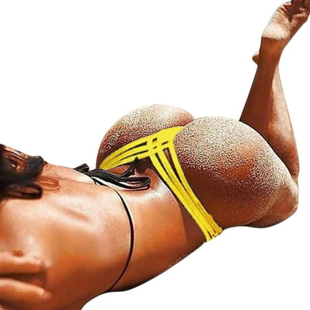 Relanfenk Swim Shorts for Women Bottoms Bikini Swimwear Cheeky Thong V Trunks YE/M Swimsuit Shorts