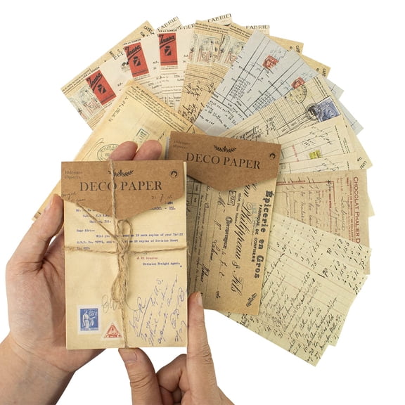 2 Set of Retro Ephemera Pack Kraft Paper, Vintage Paper for Decoupage, Scrapbooking and Gift Sending, 120 Pcs (Old Material)