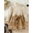 thumbnail image 2 of Bagilaanoe 2Pcs Toddler Baby Girls Fall Casual Outfits Long Sleeve Ribbed Tops + Plaid Skirt with Belt 12M 18M 24M 3T 4T 5T Kids Skirt Set, 2 of 9