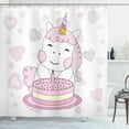 thumbnail image 1 of Ambesonne Unicorn Party Shower Curtain, Horse and CakePrint, 69"Wx84"L, Pale Pink and White, 1 of 3