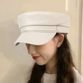 thumbnail image 3 of Women's PU Leather Newsboy Cap, Stylish Buckle Beret Hats, Vintage Cabbie Hats Chic Accessory for Girls, 3 of 4