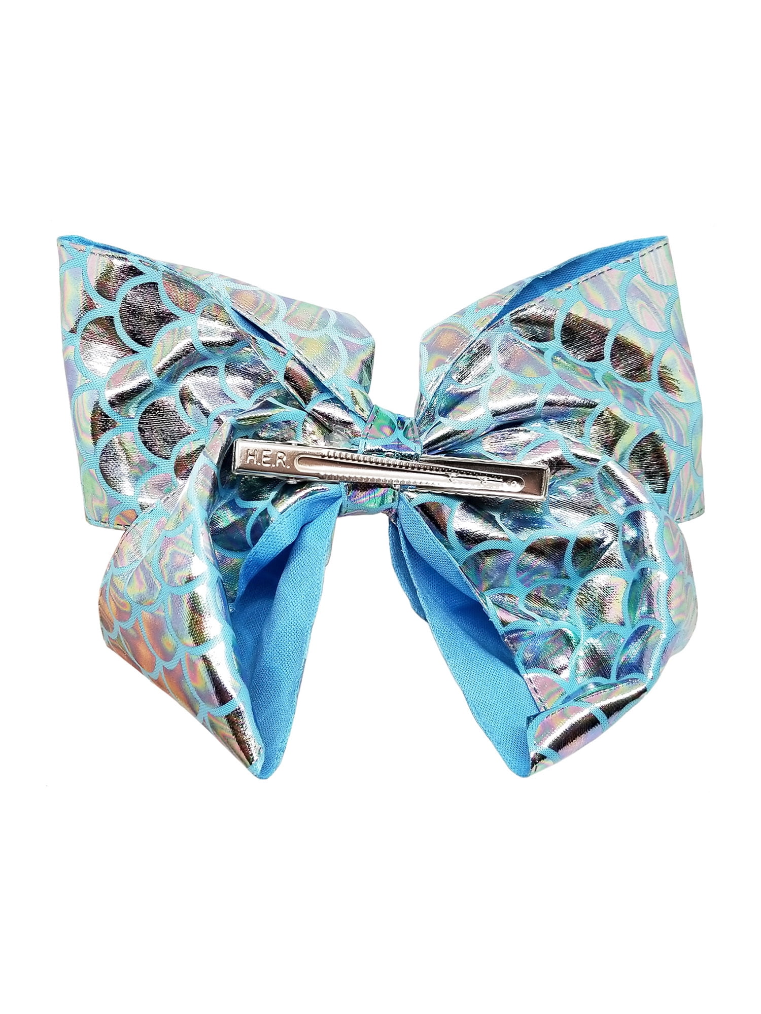 JoJo Siwa Large Cheer Hair Bow (Silver Metallic Mermaid)