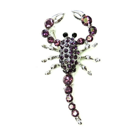 Amethyst Bar Pin - Scorpion Pin Brooch Gorgeous Amethyst Color Purple Crystal