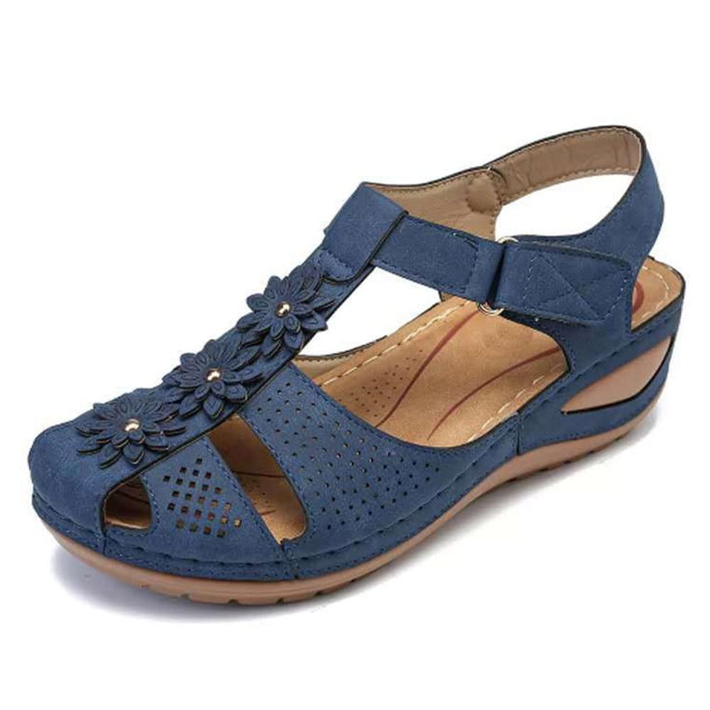 Erocalli Womens Comfort Wedge Slide Sandals Close-Toe Non-Slip Bohemian ...