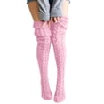 thumbnail image 3 of Women's Thigh High Socks Over the Knee Cable Knit Boot Socks, Long Warm Fashion Leg Warmers Winter Pink One Size, 3 of 4