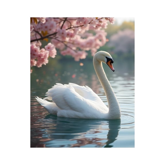 Paint by Numbers Kit for Adults, Elegant Swan Blossom Reflection Paint by Numbers, Easy Paint by Numbers Kit for Adults Beginner, DIY Adult Paint by Number Kits on Canvas, 12x16in Home Decor