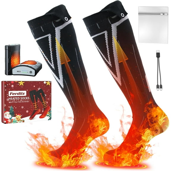 Heated Socks & Hand Warmer 2-in-1 for Men Women, 9000mAh Rechargeable Heated Socks Up to 14 Hours with 4 Adjustable Heating Levels for Outdoor. Christmas gift
