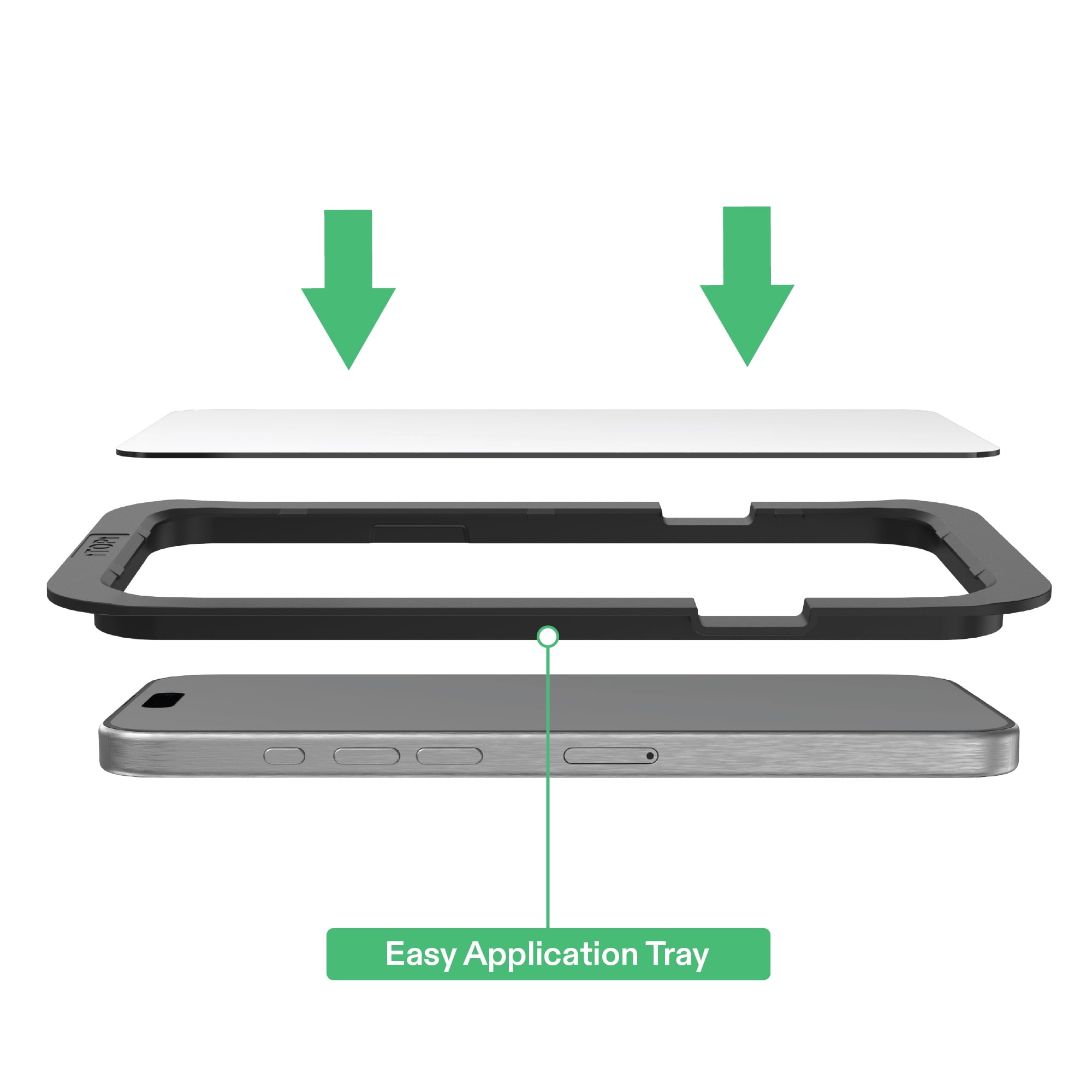 onn Glass Screen Protector with Easy Application Tray for iPhone 16 Pro