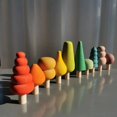thumbnail image 2 of Juguetes de madera para niños, bloques de construcción nórdicos Pastel, casa de ganchillo apilable, animales, bosque arcoíris, árboles, 2 of 5