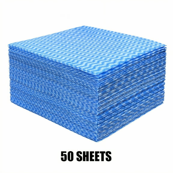 AUQ 50Pcs Reusable Paper Towels,Resilient Weaving Dusting Cloths,Liquid-Absorbent Layer Kitchen Wash Cloths for Dishes,Blue