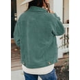 thumbnail image 6 of Asyoly Womens Corduroy Shacket Jackets Button Down Long Sleeve Solid Color Casual Lapel Coat Outwear With Pockets, 6 of 6