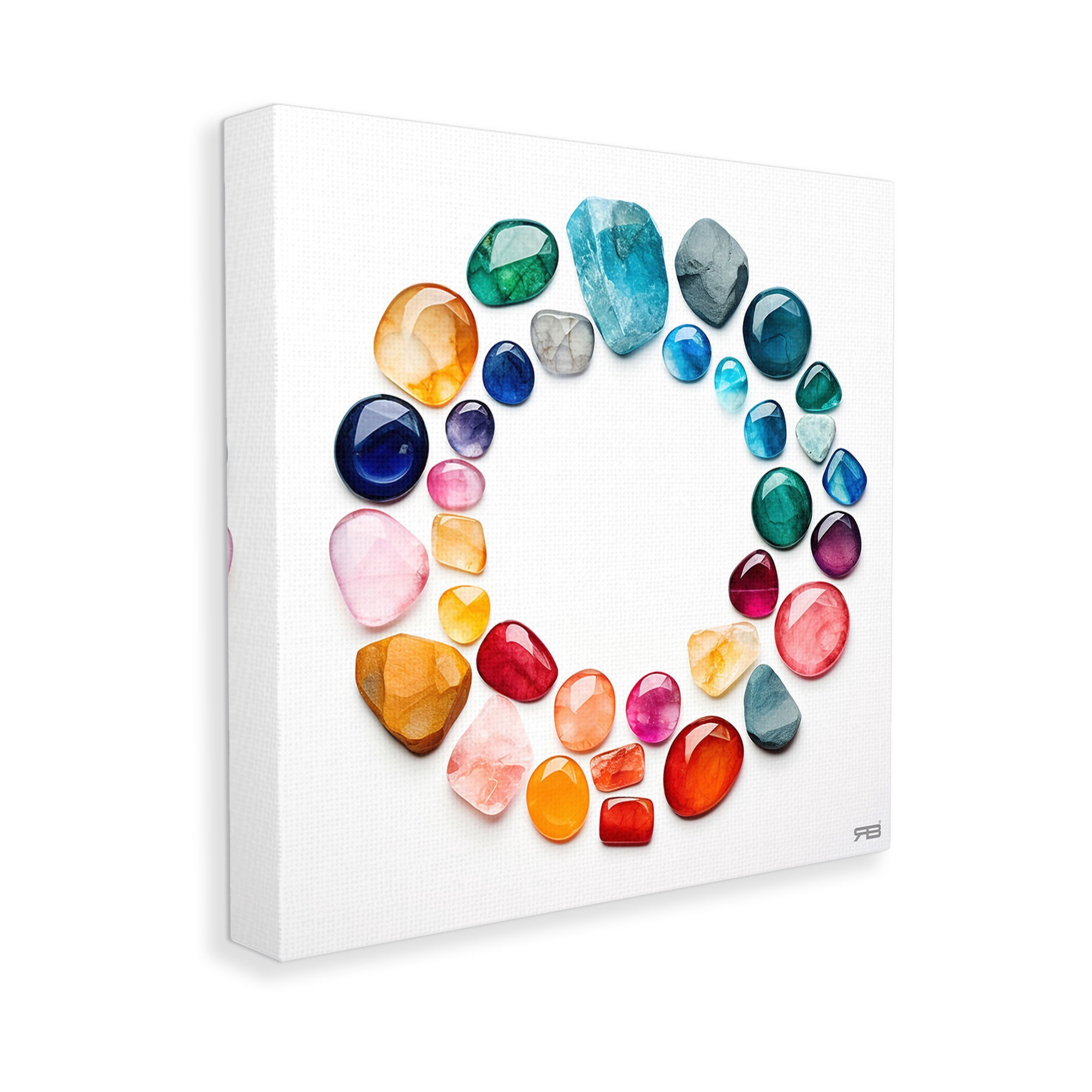 Stupell Industries Gradient Gemstones in Circle Landscape Painting Gallery Wrapped Canvas Art Print Wall Art, 17 x 17