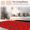 thumbnail image 2 of ODIKA 3'x5' Machine Washable Non-Slip Area Rug, Winter Wonderland Holly Leaf Patterned Festive Hearth Statement High Traffic Rug with Pad, Red, 432989, 2 of 8