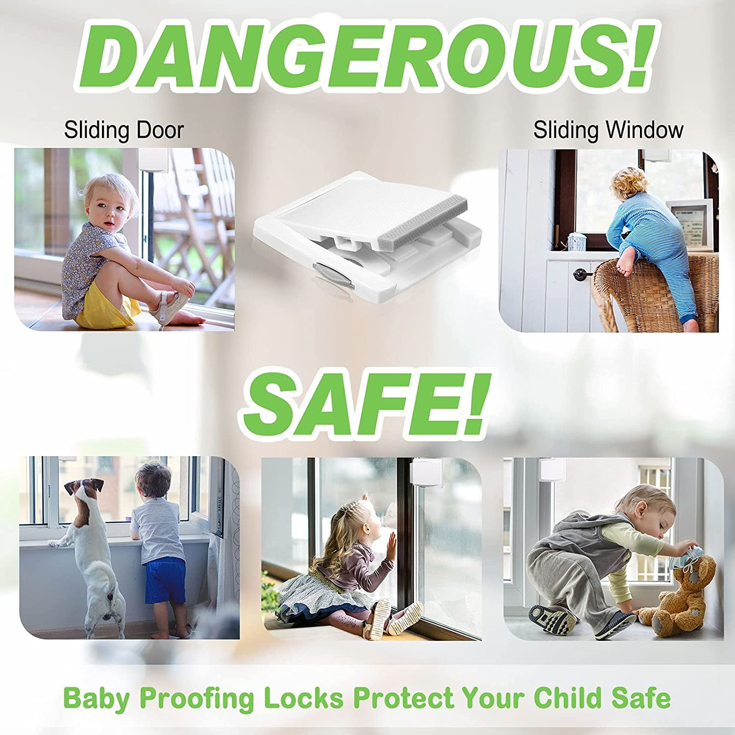 8 Pieces Sliding Glass Door Child Lock, Child Proof Window Sliding Door