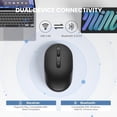 thumbnail image 4 of Bluetooth Wireless Mouse, Bluetooth 5.0 & 2.4G USB Receiver, Compact & Portable, Silent Click, Ergonomic Symmetrical Design, 18-Month Battery, Adjustable DPI, Wide Compatibility - Black, 4 of 8