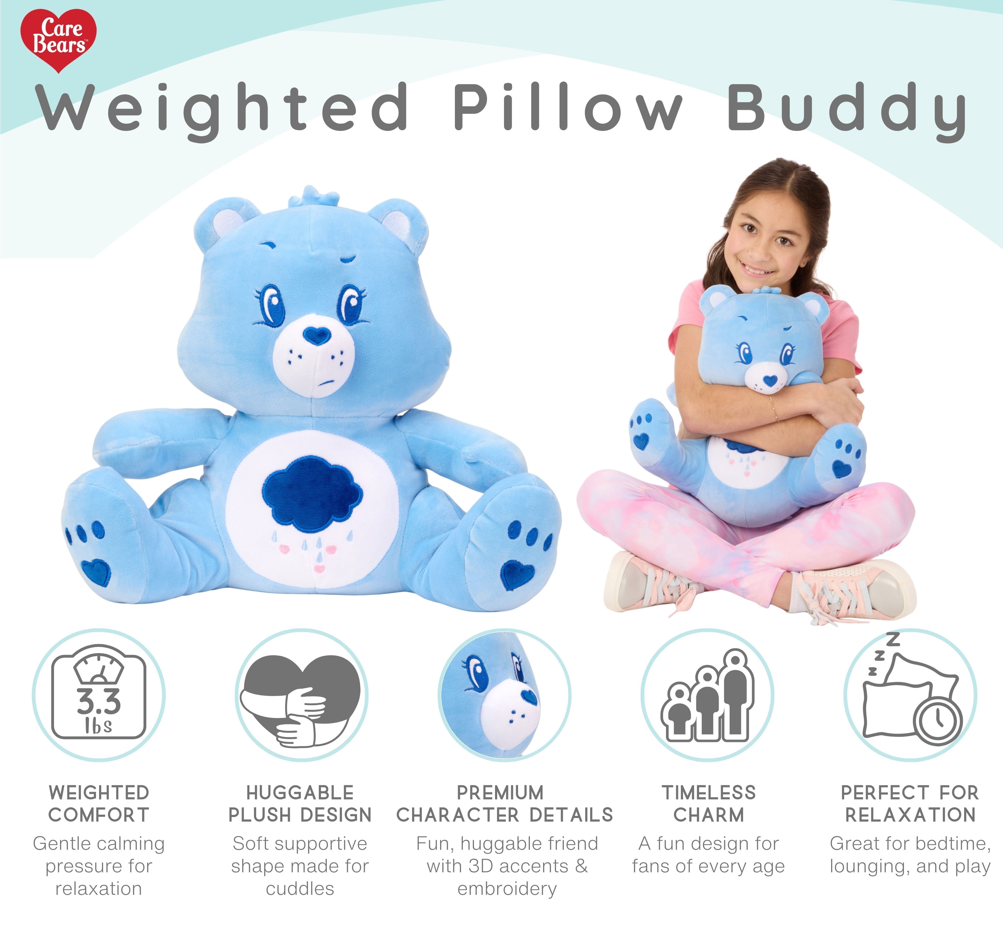 Care Bears Grumpy Bear Kids Weighted Pillow Buddy 3.3 lb Plush