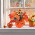 thumbnail image 4 of LOWLHOME Realistic Fake Pumpkins For Flower Arrangement, Sunflower Maple Leaf Berries Faux Pumpkin, Halloween Thanksgiving Fall Table Decorations (7.5in, Style D), 4 of 6