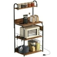thumbnail image 1 of HOMCOM Rustic Brown Baker's Rack with Microwave Shelf, 2 Outlets, 2 USB Ports & 4 Hooks - 23.6"W x 15.7"D x 49.2"H Kitchen Storage Organizer for Dining Area & Coffee Bar, 1 of 7