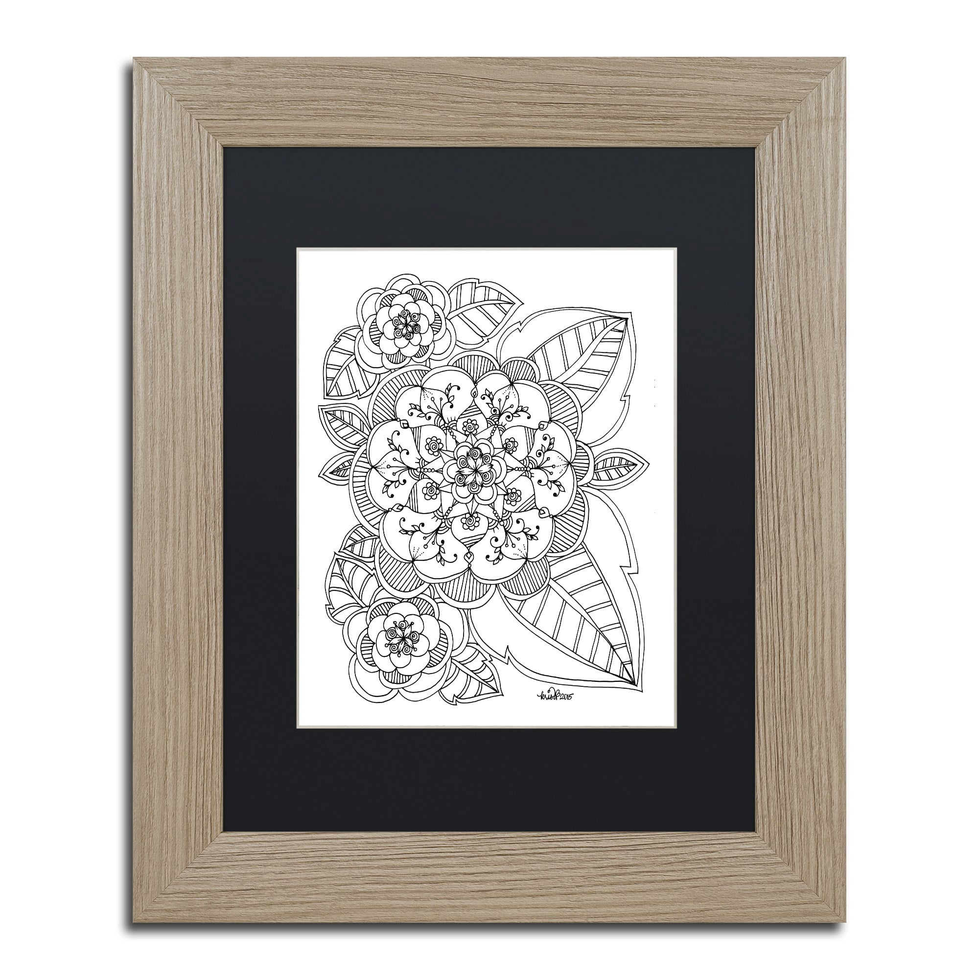 Trademark Fine Art "Zendoodles 10" Canvas Art by KCDoodleArt Black Matte, Birch Frame