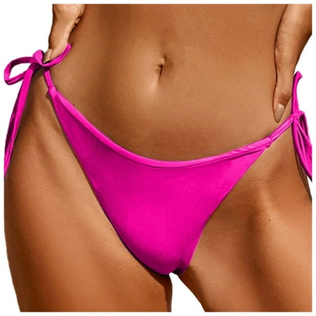 Bikini Bottoms for Women String Bathing Suit Bottom with Moderate Coverage Low Waist Swim Bottom Thong Bikini