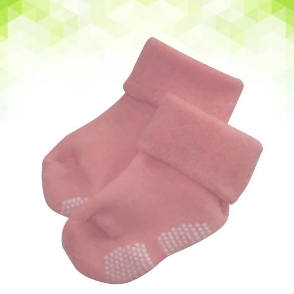 Minkissy Toddler Cotton Socks for Autumn and Winter Non-slip Cotton 1 Pair Pink