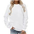 thumbnail image 6 of Busydd Women's Sweatshirts Casual Solid Color Crewneck Sweatshirt Comfy Cotton Long Sleeve Tops for Women Fashion Pullover Tops L, 6 of 7