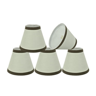 Aspen Creative 32043-5 Small Hardback Empire Shape Chandelier Clip-On Lamp Shade Set (5 Pack), Transitional Design in Off-White, 6" bottom width (3" x 6" x 5")