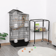 thumbnail image 3 of Yaheetech 62.4"H Rolling Metal Bird Cage with Play Top & Detachable Stand & Toys, Black, 3 of 11