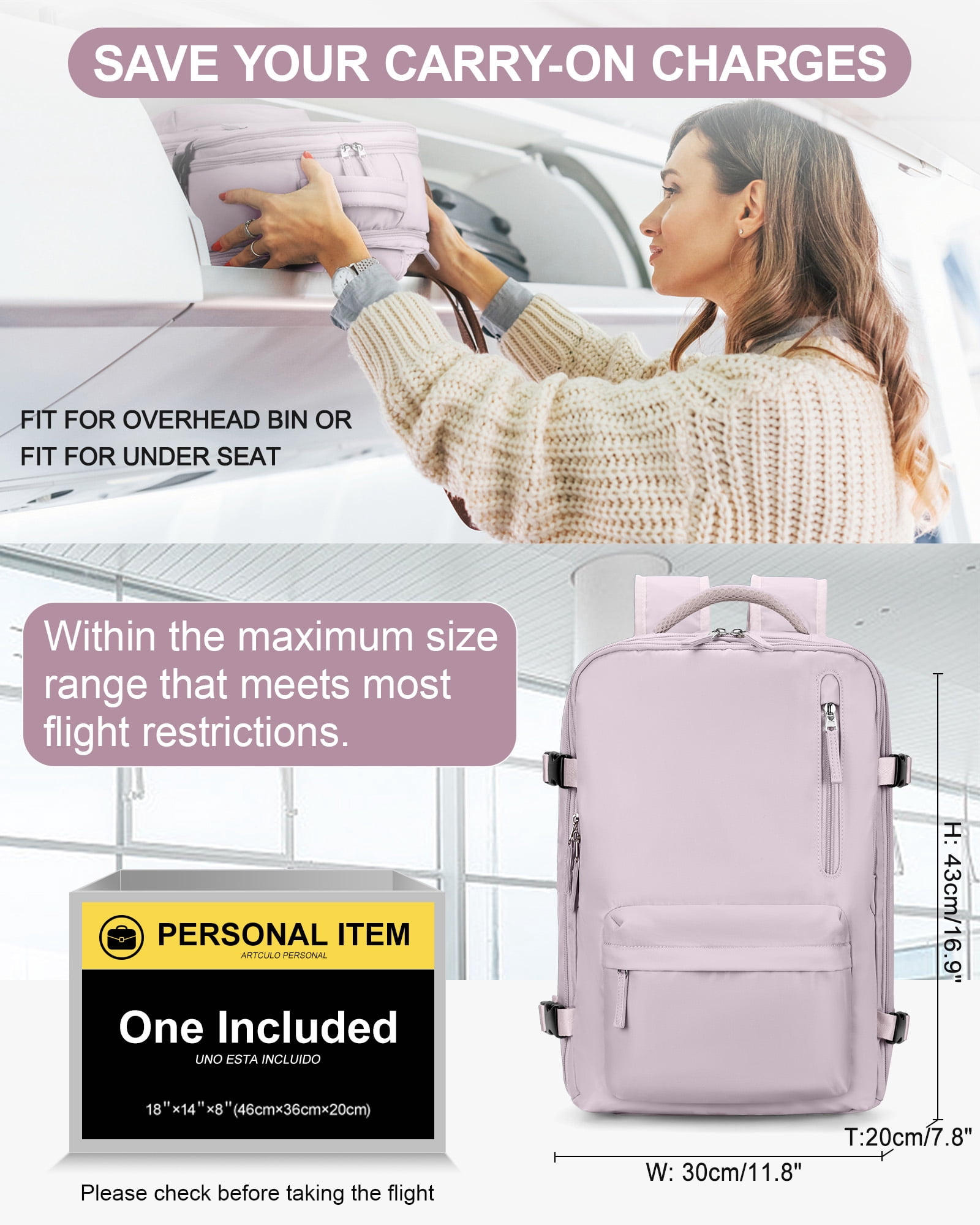 Large Capacity Travel Backpack for Men & Women with Hybrid 