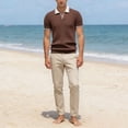 thumbnail image 4 of BUWTTER Mens Relaxed Polo Shirts Short Sleeve Solid Color Business Tops Dressy Work Casual Lapel Shirts Coffee L, 4 of 8