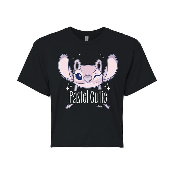 Disney - Lilo & Stitch - Angel's A Pastel Cutie - Juniors Cropped Cotton Blend T-Shirt